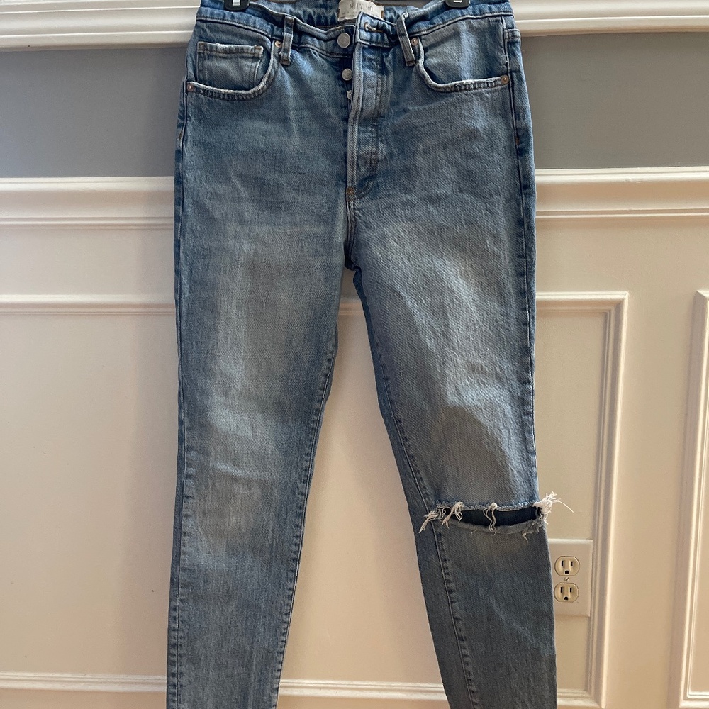 Free People distressed high rise skinny jeans